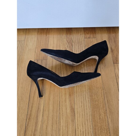 Manolo Blahnik Black Suede 8.5 Pointed Heels Winter Sarah Jessica Parker - Picture 6 of 8